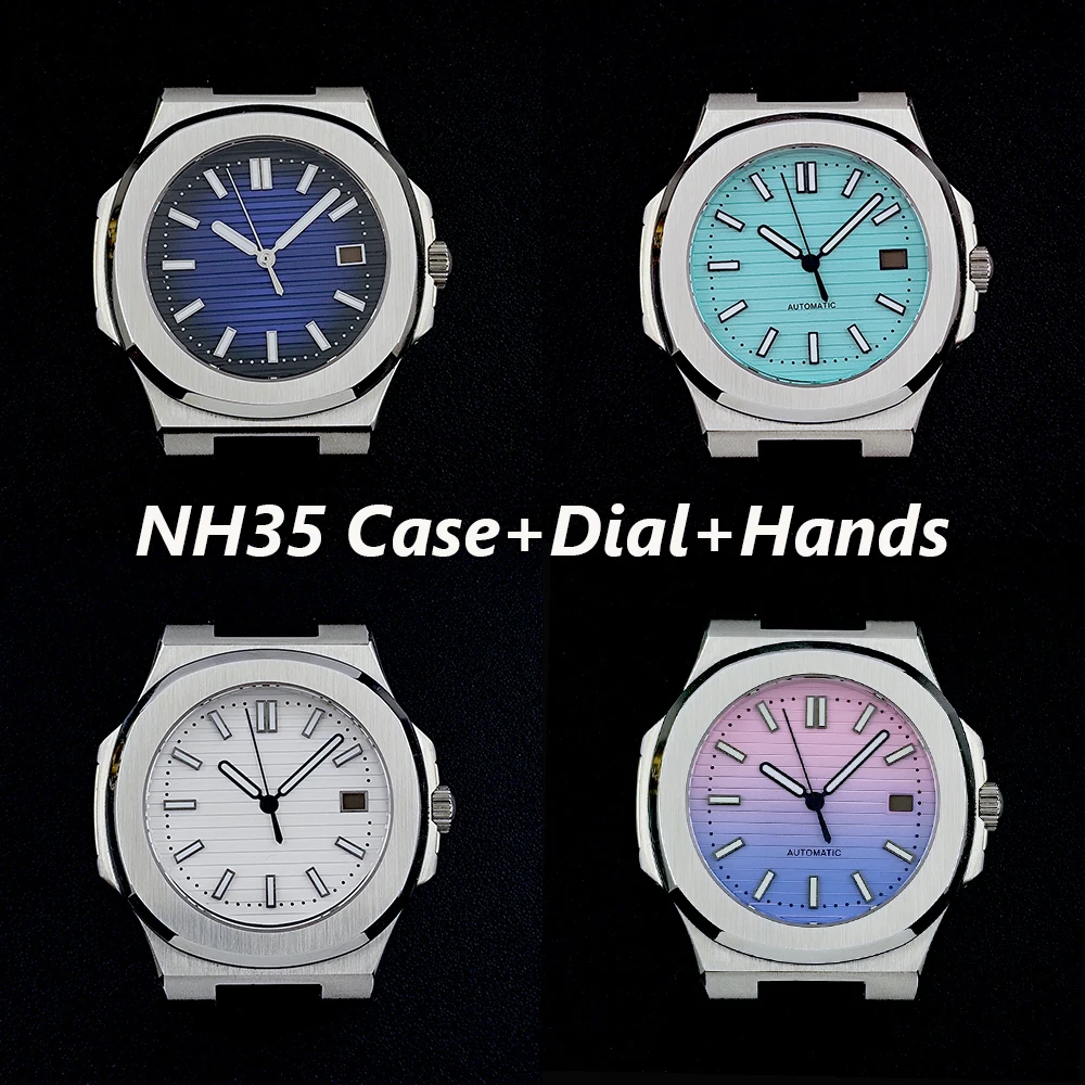 Boîtier de montre NH35 en acier inoxydable pour hommes, logo personnalisé, cadran en verre saphir, adapté au mouvement NH35, accessoires de montre
