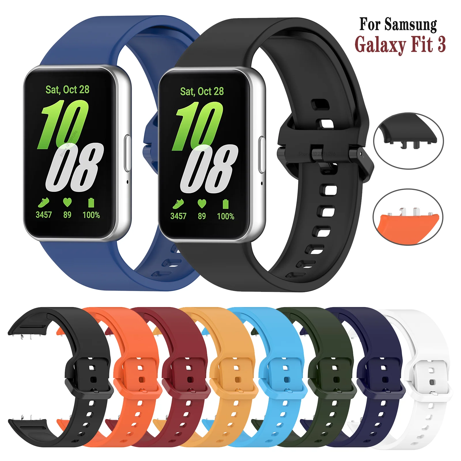 삼성 갤럭시 핏 3 용 실리콘 스트랩, 시계 팔찌 교체, 스포츠 시계 밴드, 삼성 갤럭시 핏 3 밴드 액세서리