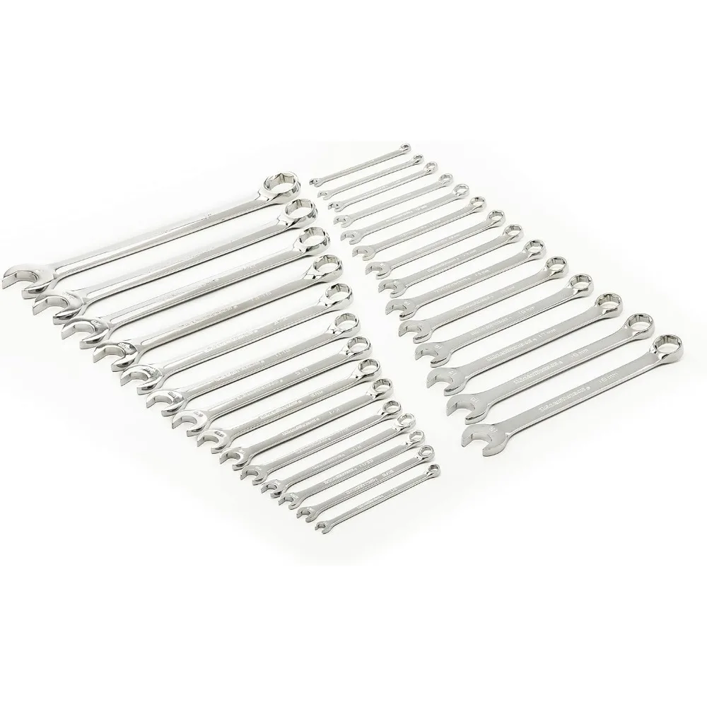 Universal 28-Piece Combination Wrench Set | 6-Point | SAE and Metric Standards