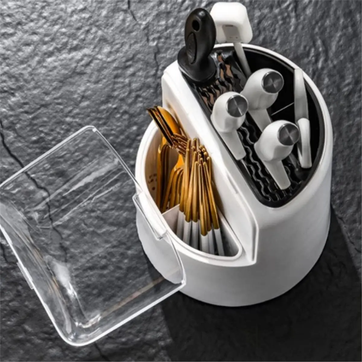 Kitchen Rotating Rack Shelf Storage Box Household Countertop Multifunction Chopsticks Tube Kitchen Rack