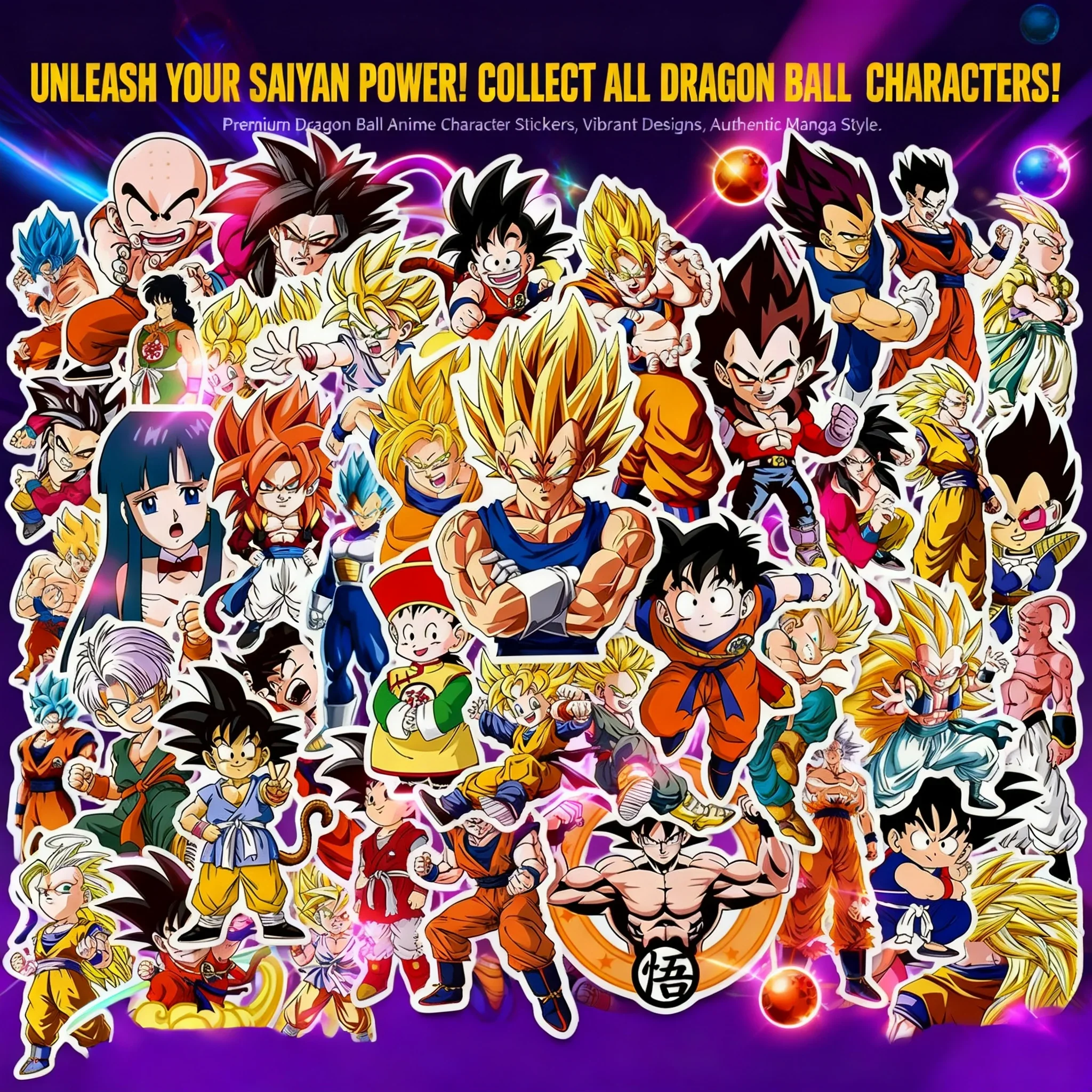Classic Son Goku Anime Dragon Ball Stickers 30 50pcs Decals Cool Cartoon Japan DIY Toy Kids Laptop Water Bottle Phone Sticker view 2