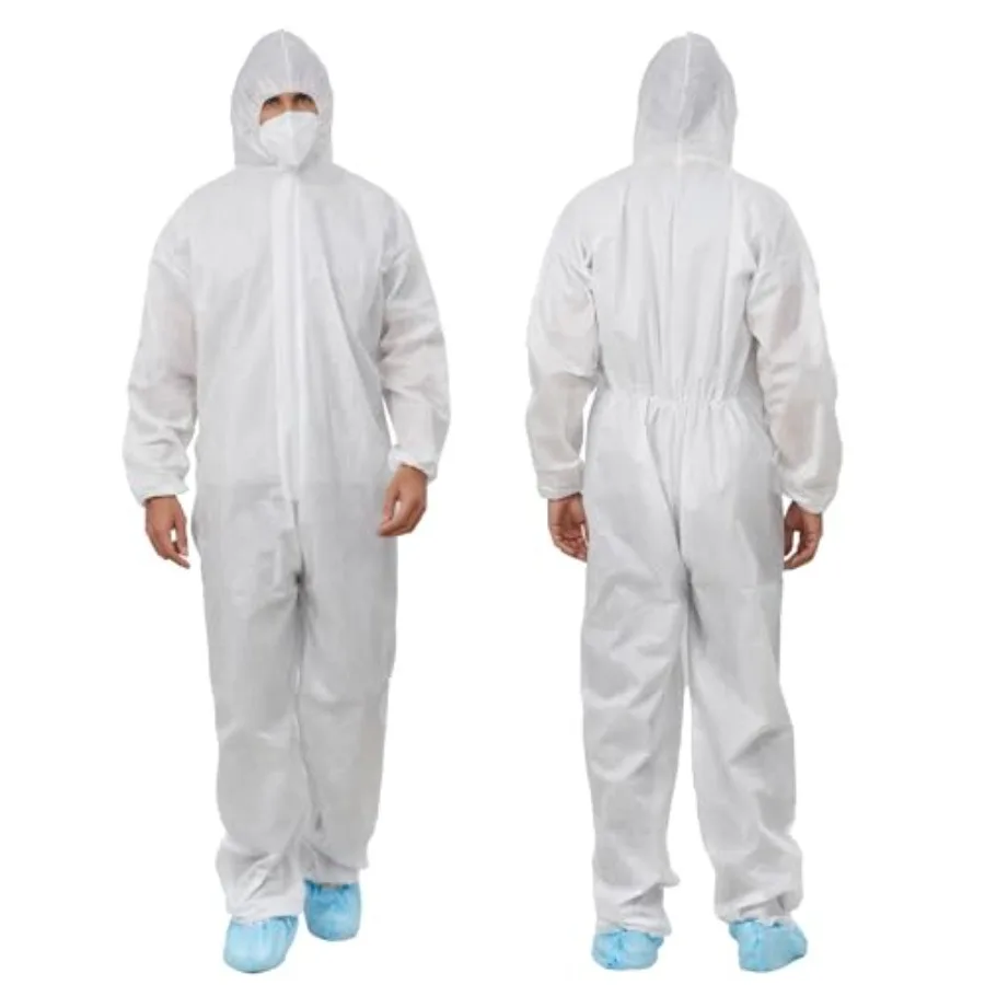 

Greenour Pack of 2 Hazmat Suits Disposable Coveralls with Hood Breathable White Painters Suit Size to 3