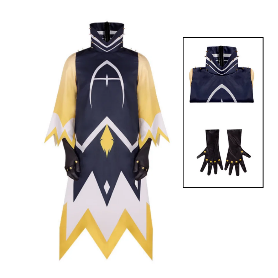 Anime Hotel Hazbin Adam Cosplay Costume Yellow Black Robe Glove Full Set Carnival Halloween Party Men Role Play Suit