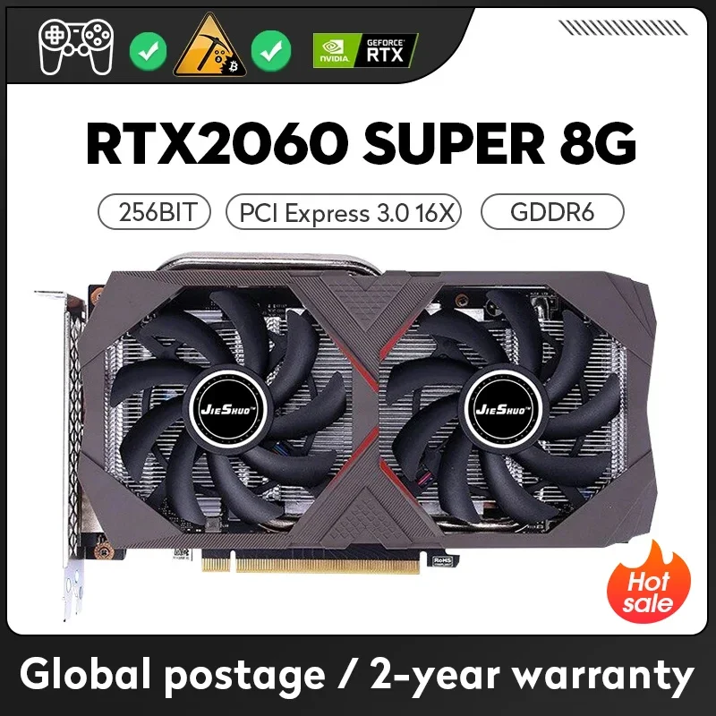 JIESHUO NVIDIA RTX 2060 SUPER 8GB Video card GDDR6 GPU 256bit rtx 2060super 8g PC Desktop Game Office 2060s rtx graphics card