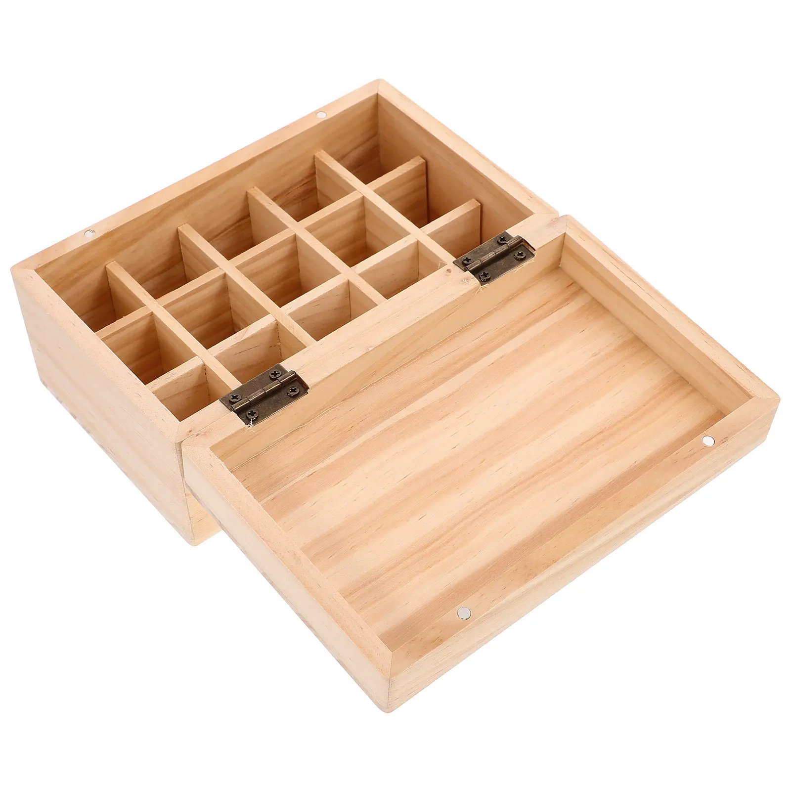 Wooden Essential Oil Storage Box Organizer for 12 Bottles Desktop Display Case Multi-Compartment Portable Sturdy Lightweight