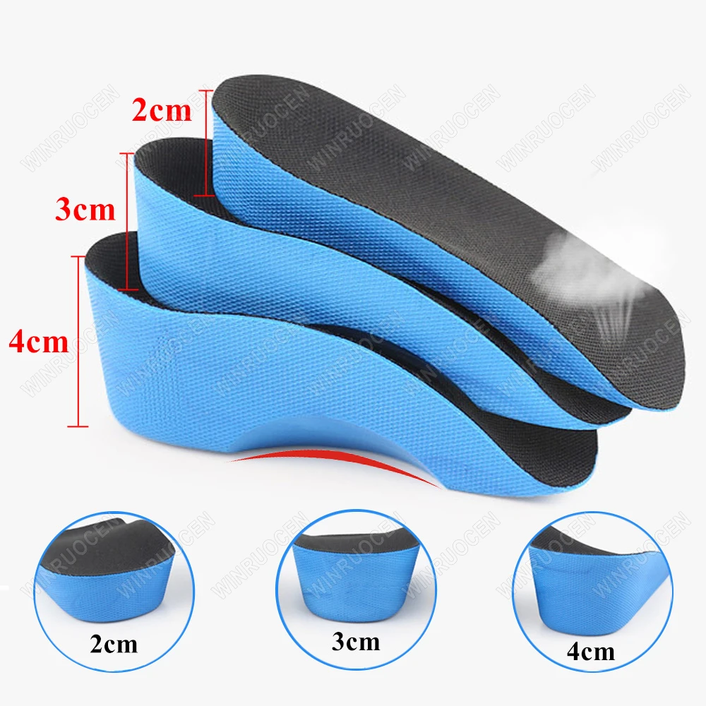 للجنسين بو الارتفاع زيادة النعال رفع امتصاص الصدمات المضادة للانزلاق كعب وسادة مريحة نصف منصات الأحذية أطول إدراج الحذاء