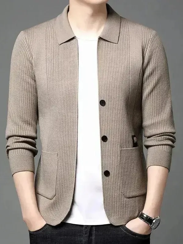 Men's Casual Knitted Sweater Pure Color Faion Outerwear Autumn New Sle Comfortable Fit Long Sve Cardigan Easy Care