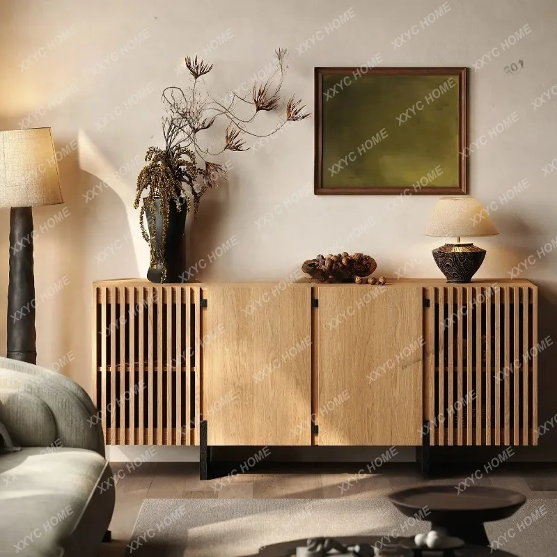 XXFactory Direct Log Style Japanese Solid Wood Dining Side Cabinet Simple Light Luxury Premium Sense Side Cabinet