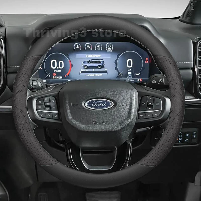 

Leather Car Steering Wheel Cover For Ford Everest Wildtrak Sport 2020-2026 Non-slip Auto interior Ford Everest 2025 Accessories