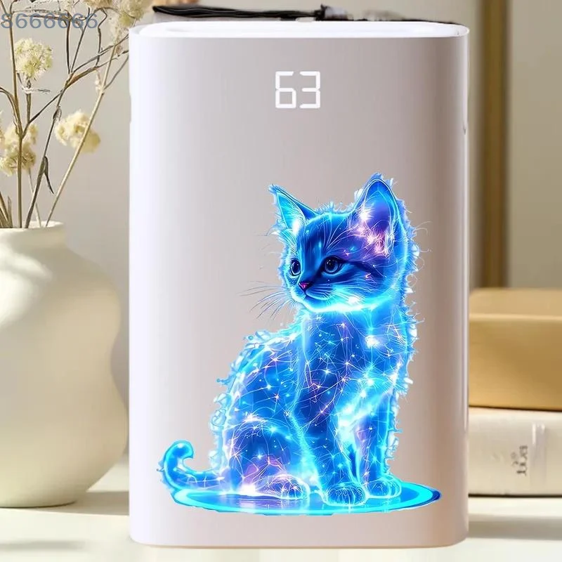 Blue Cat Charming Vinyl Sticker for Car Window and Motorcycle Fuel Tank Front Fairing, 1 Piece Waterproof Decal for Scooter