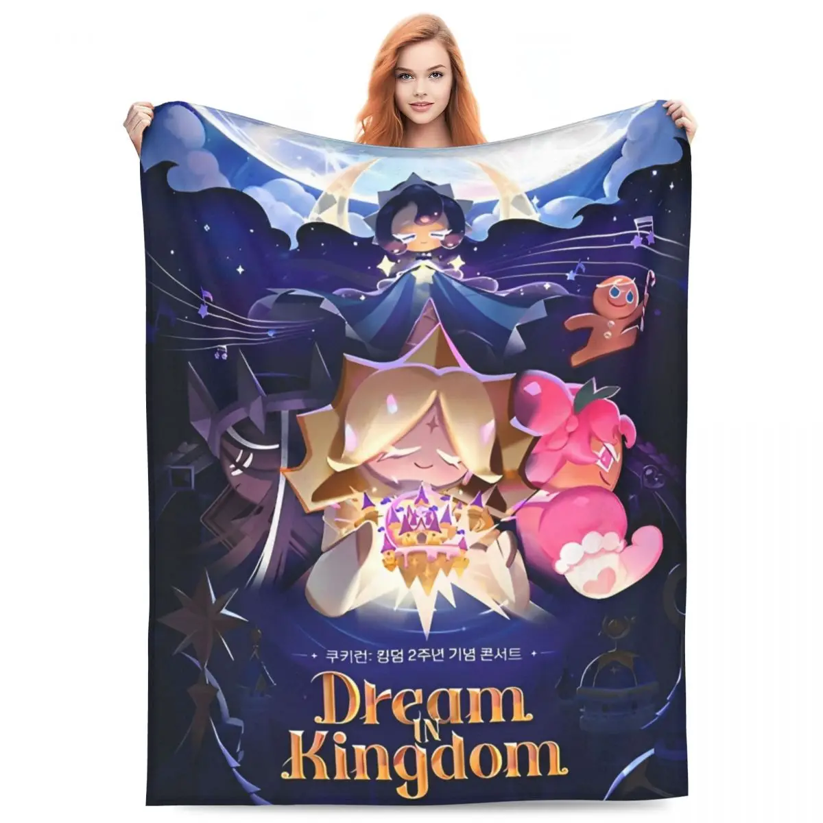 Cookie Run Kingdom Fleece Throw Blanket Action Game Blanket for Sofa Bedroom Soft Bedding Throws