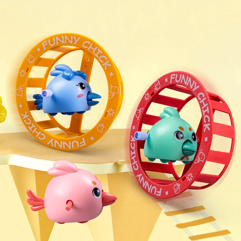 New Cartoon Cute Chicken Roller Clockwork Toy Creative Wind-Up Chicken Spinning Toy Children's Interactive Toys Baby Fun Gifts