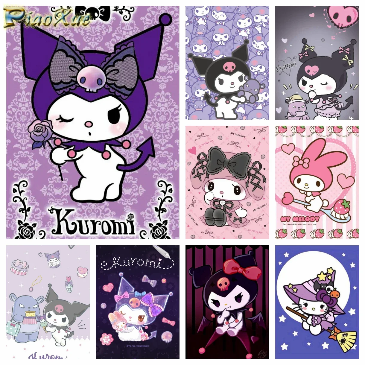 

Kuromi Sanrio алмазная живопись милый кот мультфильм вышивка искусство полный квадратный набор крестиков картина домашний декор детские подарки