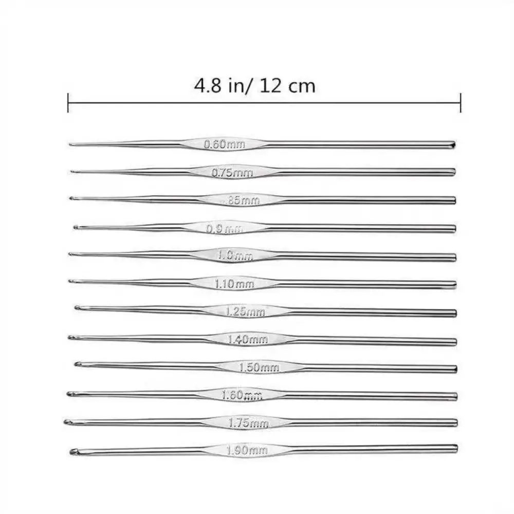 12pcs/set Crochet Hook Stainless Steel Knitting Needles DIY Handmade Craft Yarn Weave Sweater Knitting Hooks Needles Tools
