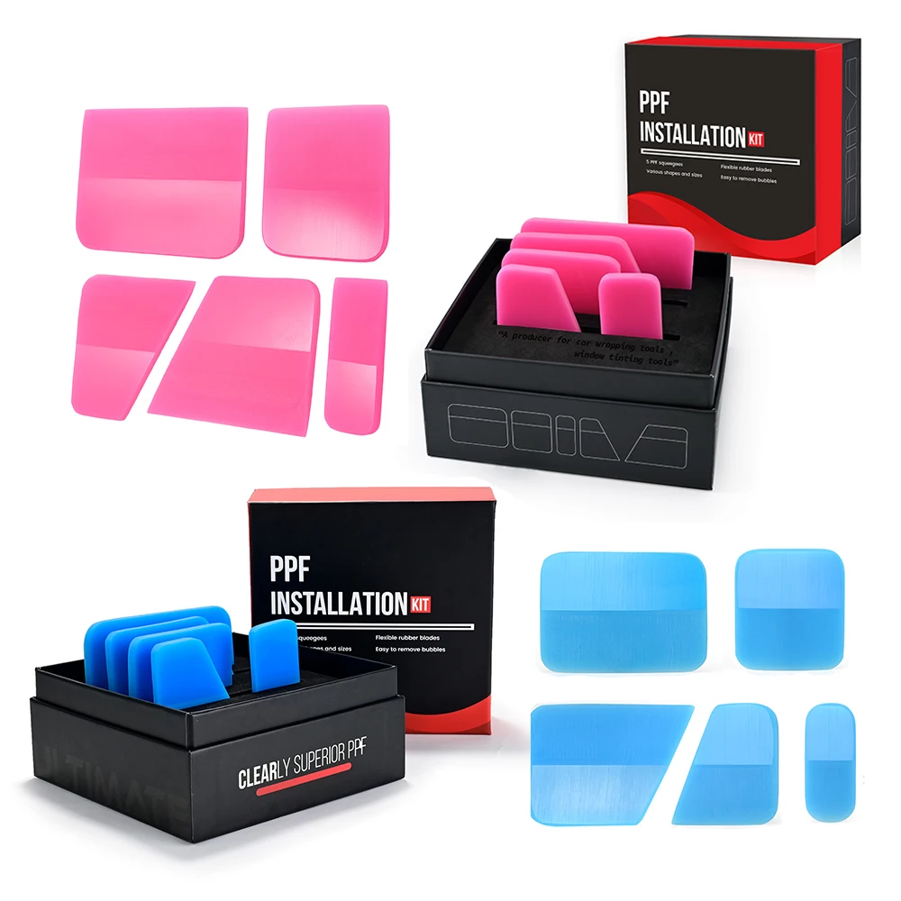 

FOSHIO 5pcs Soft PPF Squeegee Set With/Without Gift Box Vinyl Wrap Window Tint Film Rubber Scraper Car Wash Glass Cleaning Tool
