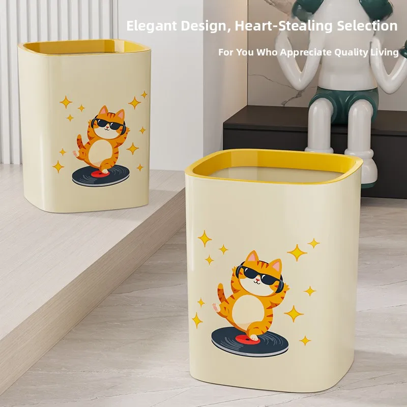 

Large Capaci Double Layer Cute Tra Can for Living Room Batoom Bedroom Kitchen Toilet Home Use Square ape Storage Bin