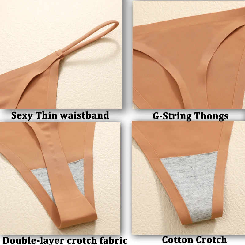 String sans couture en tissu ultra fin pour femme, culotte respirante, sous-vêtement féminin Ice InjNo Trace, string, lingerie taille basse, 3