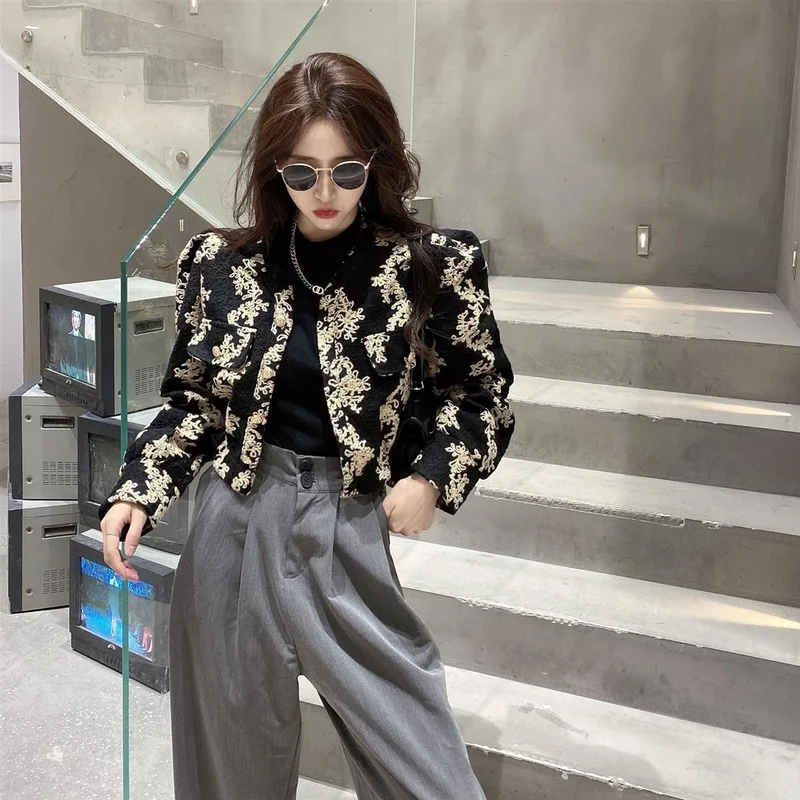 Jackets Women Slim Print Sexy Ladies Coats Cropped All-match Korean Style Trendy Elegant Harajuku Popular College Lovely Cozy