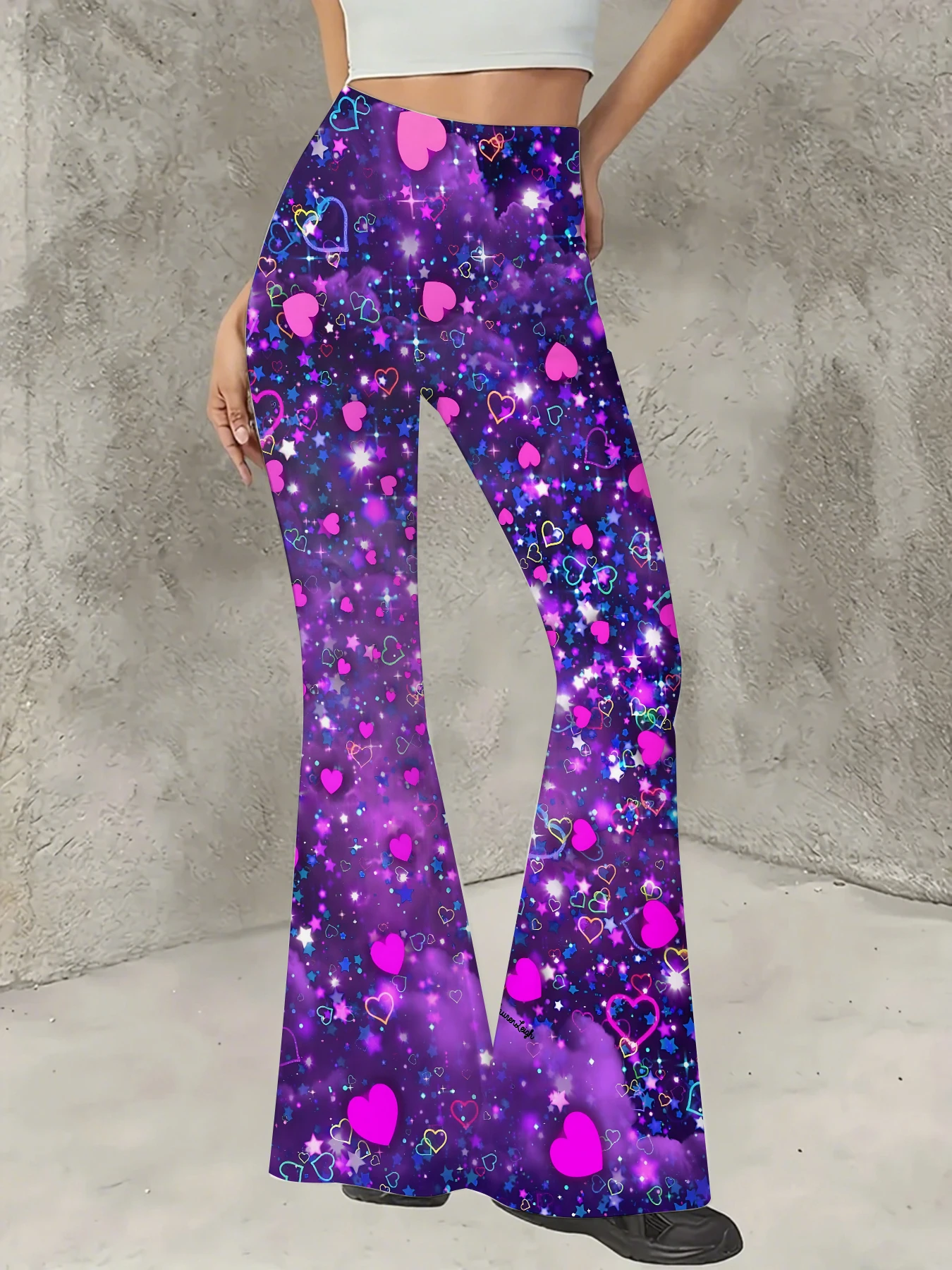 

Women's Floral Print Flare Pants Elegant Stretchy Bell Bottom Trousers Summer