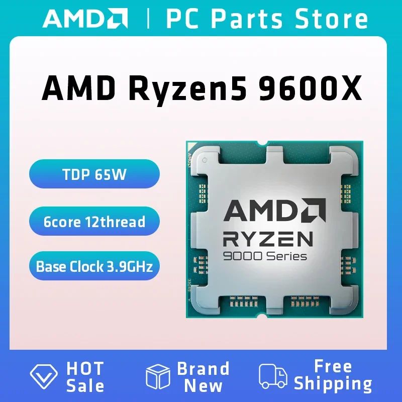 AMDR5 9600X tout nouveau processeur de jeu authentique 6 cœurs 12 fils processeur de bureau CPU AMD 9600X toute nouvelle puce discrète