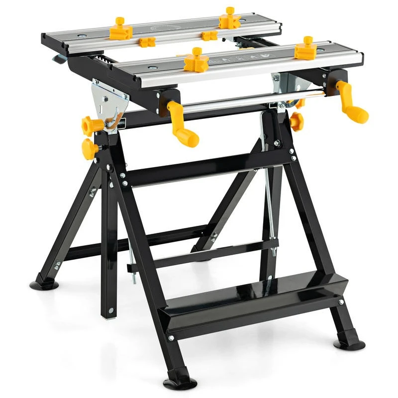 

Folding Work Table with Tiltable Platform and 7-level Adjustable Height-Black