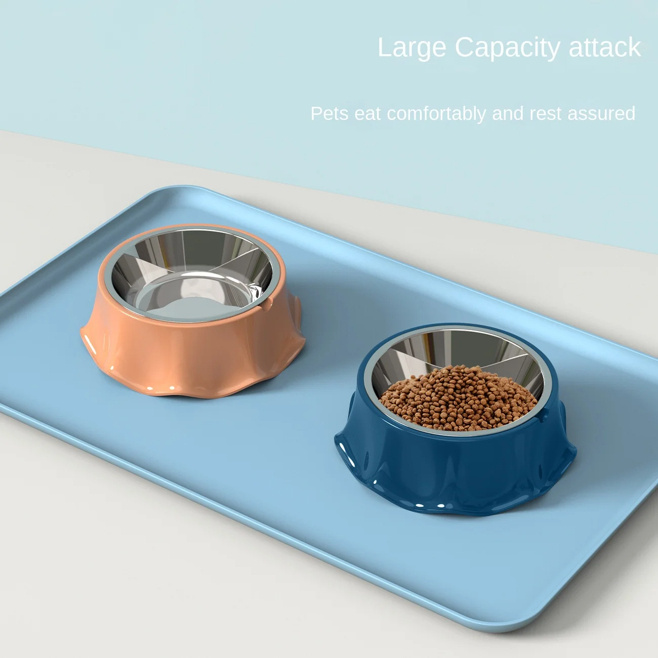 1pc Cat Bowl Lovely Creative Inclined Kitten Puppy Food Feeding Bowls Stainless Steel Cats Drinking Feeder Pet Dogs Cats Feeders