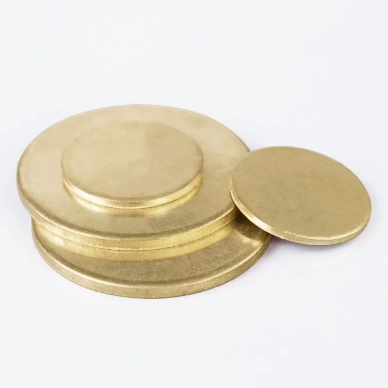H62 Solid Brass Discs/Sheets/Plates, 0.5-3mm Thickness, Φ10-Φ200mm, Round Flat Metal Gaskets for DIY, Craft, and Industrial Use