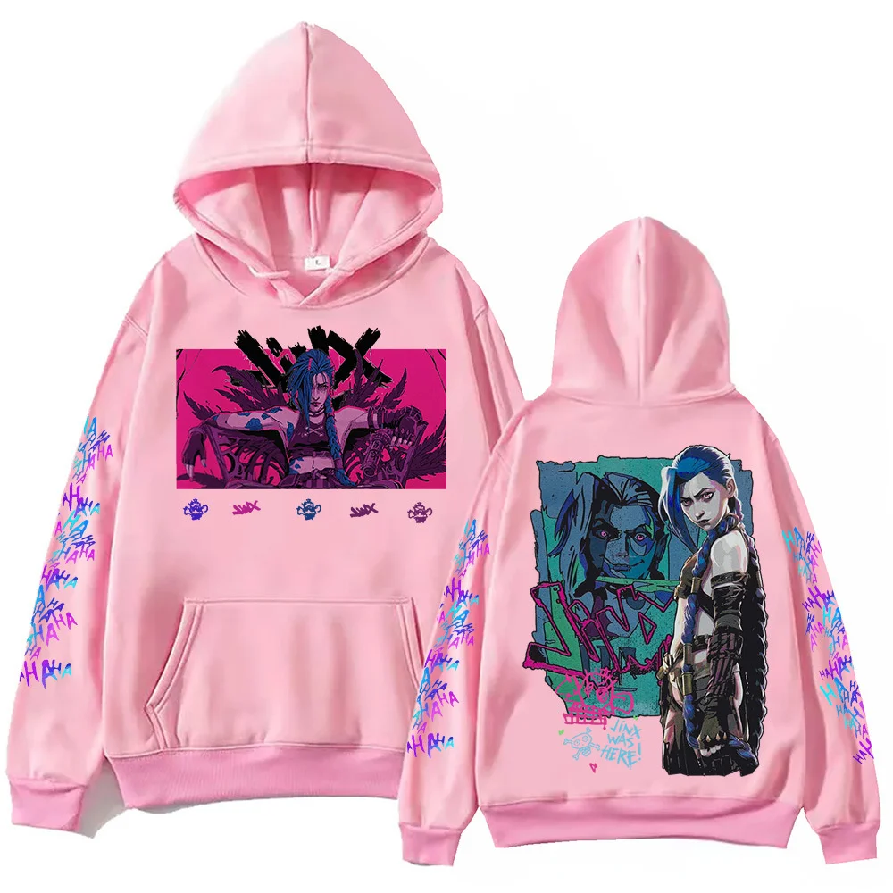 Anime Arcane League Jinx Felpe con cappuccio Stampa 3D Uomo/Donna Cartoon Tuta Felpa Manica lunga Kid Pullover Felpa con cappuccio da uomo