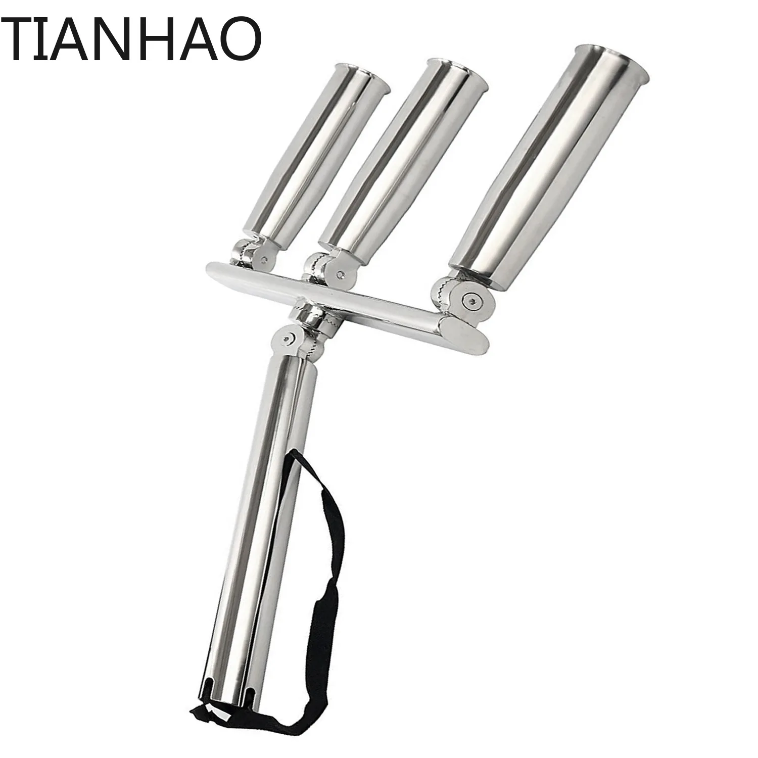Aishuo Stainless Steel 3-Tube Fishing Rod Holder with Universal Swivel Mount Marine Yacht Hardware Accessory