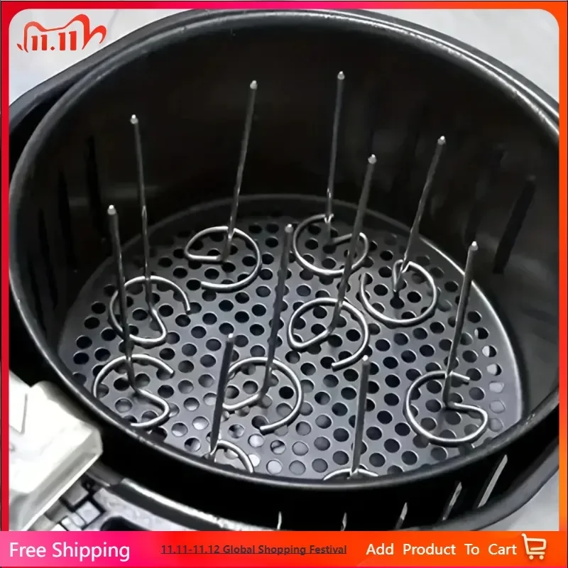 10pcs Air Fryer Oven, Vertical Grill, Skewer Grill, Universal Accessories, Food Grade 304 Stainless Steel Special Baking Needle 2