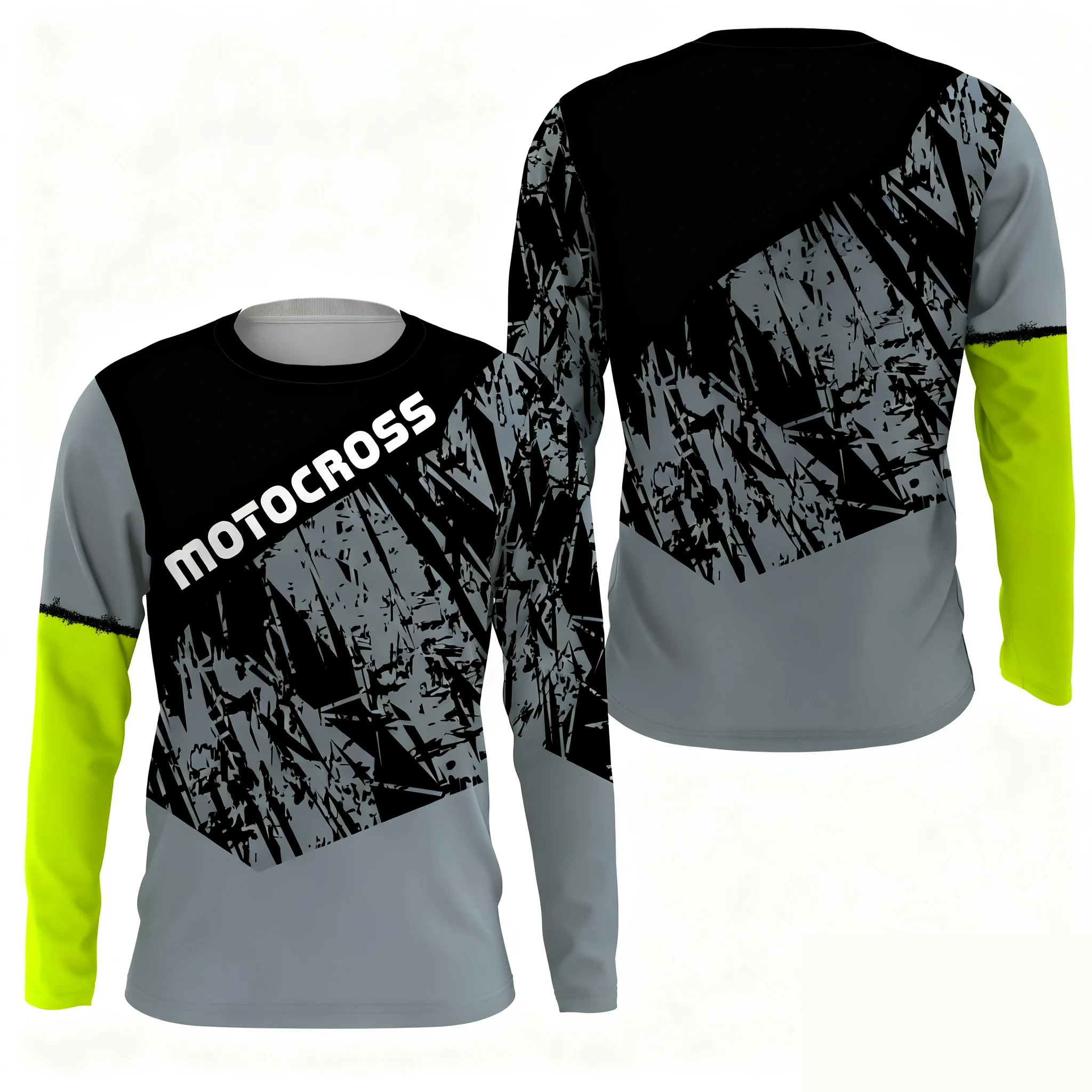 مزدوج اللون التدرج جولة الرقبة طويلة الأكمام الدراجة الجبلية الإنحدار عبر البلاد دراجة نارية تنفس الملابس ارتداء اليومي fas