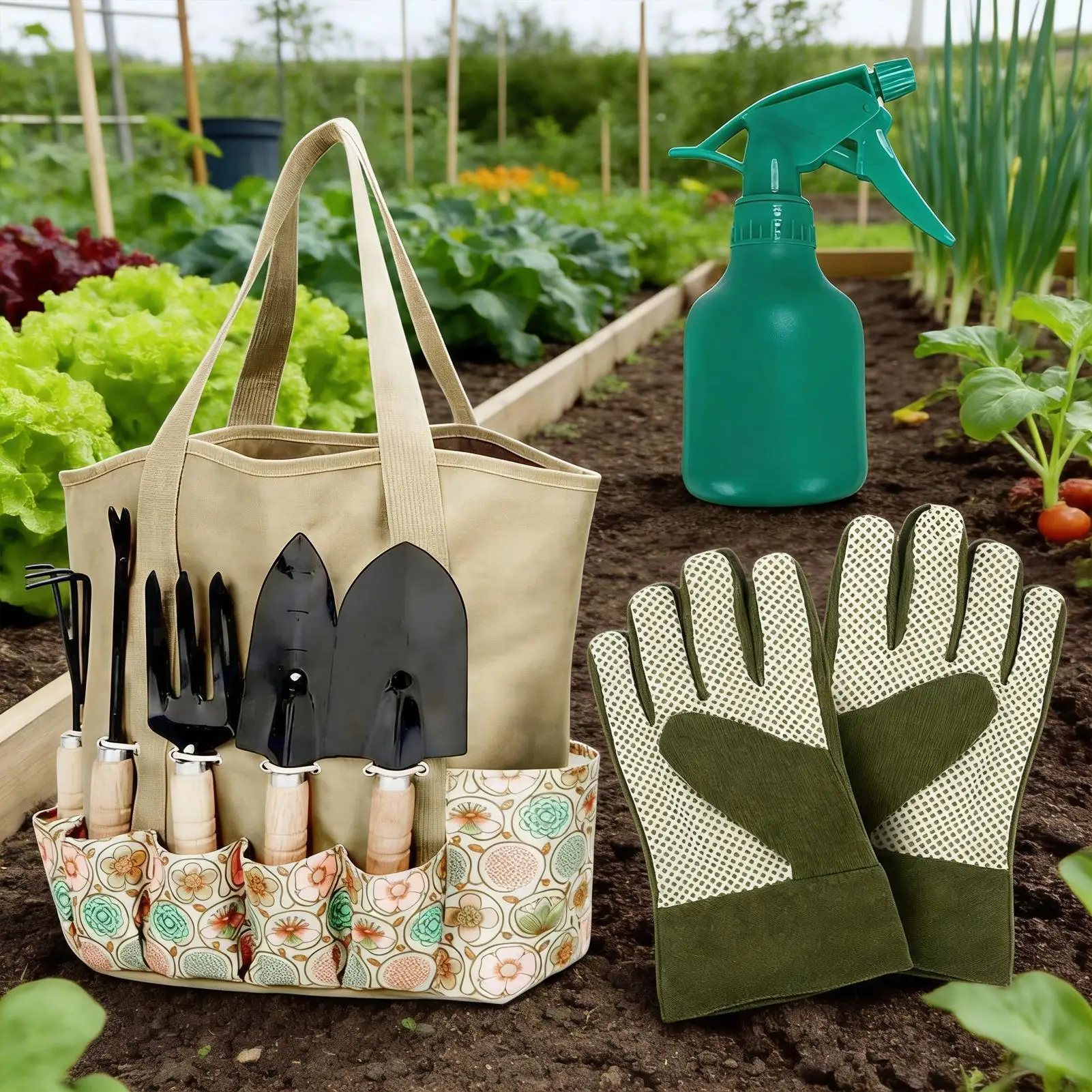 Heavy Duty Garden Tools Set with Organizer Handbag Rust-Proof Gardening Gifts for Women Fashion Garden Hand Tool