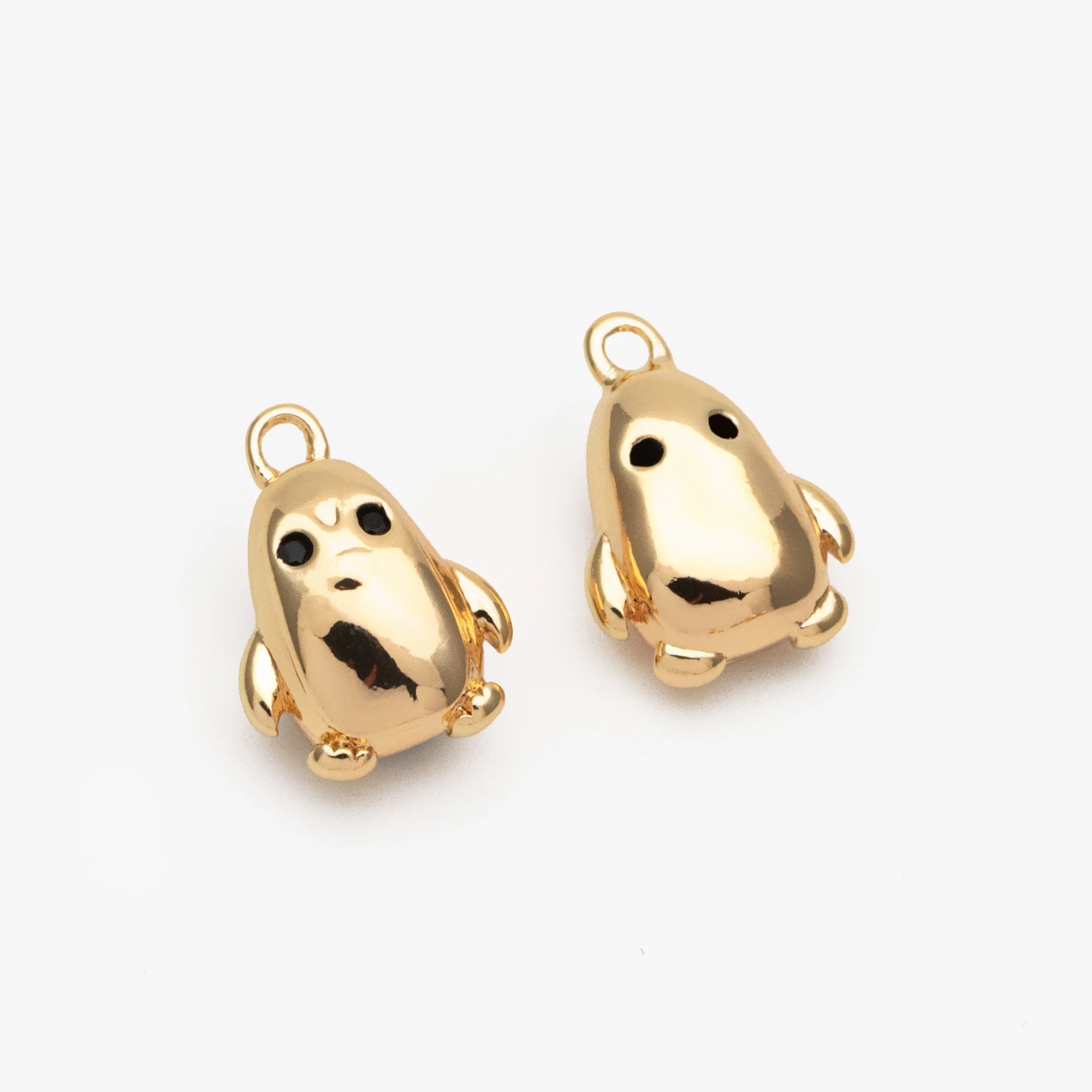 

10pcs Cute Penguin Charm, Real Gold Plated Brass Pendant, For Earring Jewelry Making Diy Material Accessories (GB-3824)