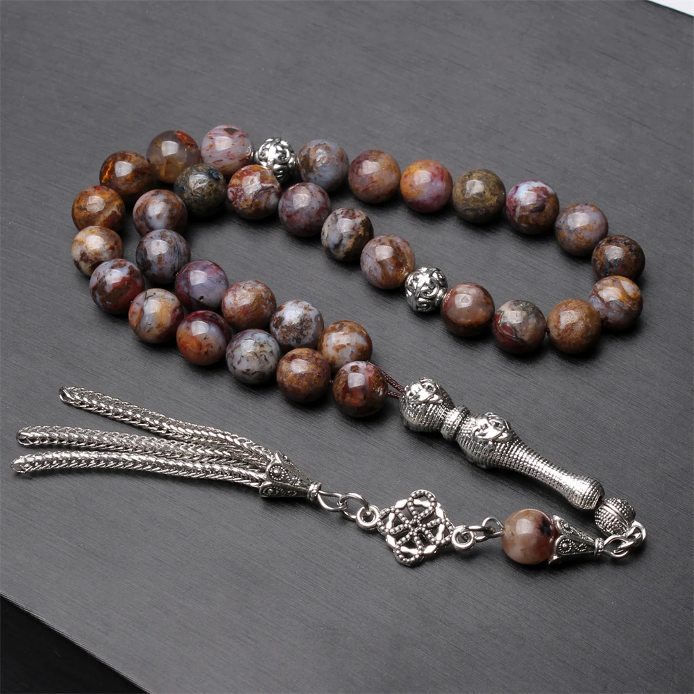 Islamic tasbih prayer beads 8mm 10mm 33 misbaha natural Pietersite stone tesbih muslim rosary allah sibha silver tassel tasbeeh