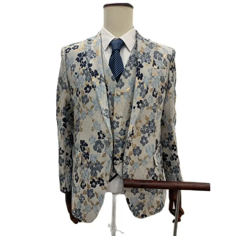 High Quanlity Half Canves 2022 New Collection Floral Customer Made  Fashion Men's Suits