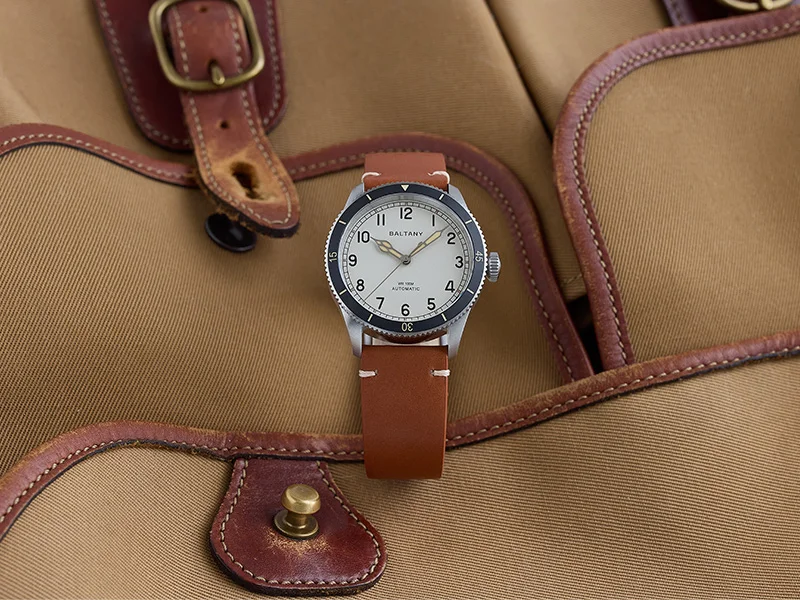 Baltany S2076 Herren-Automatikuhr, Khaki, Pilotenuhr, NH38, 38 mm, Retro-Militär-Luftfahrt-Fluguhr, leuchtende Keramiklünette, Alltagskleidung – Detail 4