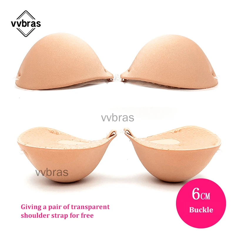 vvbras 3-5cm Thick Self-Adhesive Invisible Silicone Woman Push Up Bust Front Closure Gel Backless Seamless Thick Massage Cup Bra