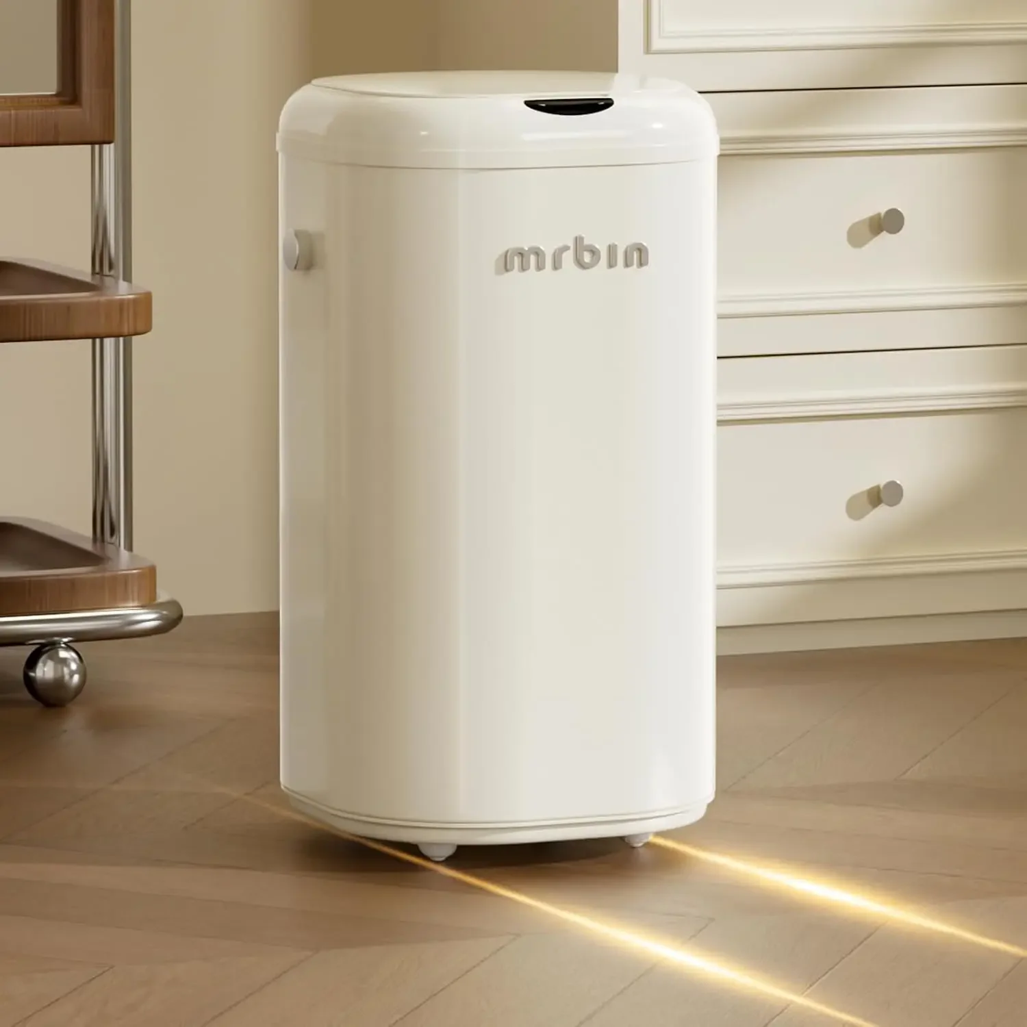 

Metal Motion Sensor Tall Kitchen Trash Can with Lid and Wheel, 8 Gallon Automatic Garbage Pail Touchless, Electric Covered Waste