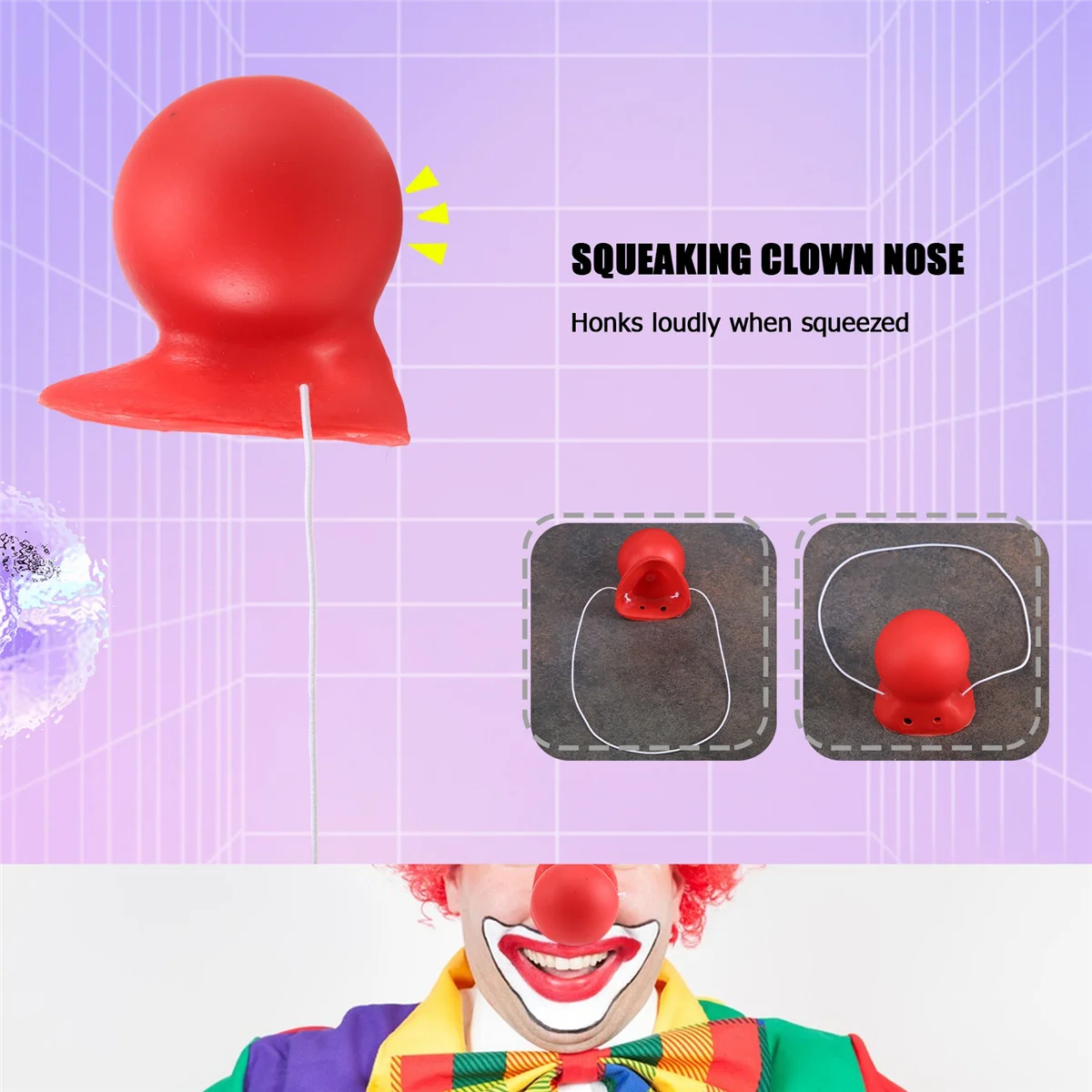 3 Stück rote Clown nase hupend quietschende Clown nase mit elastischem Seil für Erwachsene Halloween Cosplay Kostüm zubehör