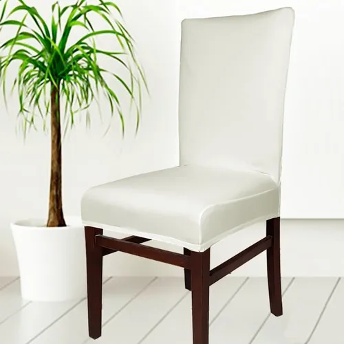 Abeltrade Micro Lycra Thick Fabric Cream Color Chair Cover