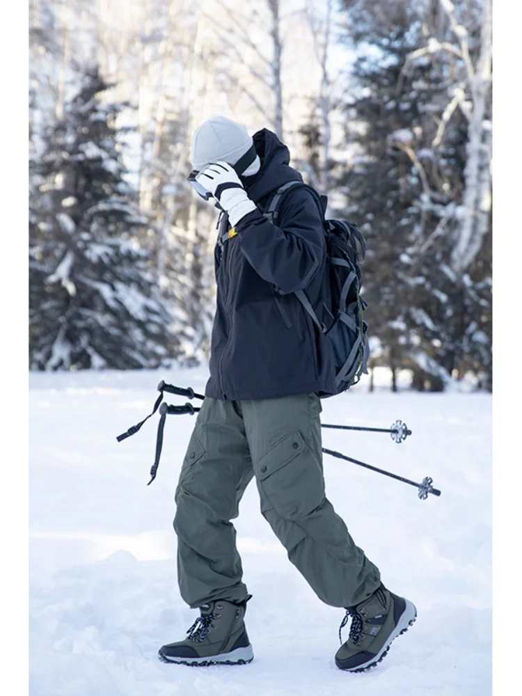 

Men's down Pants Winter Outdoor Wear Northeast -40 Deees Windproof Coldproof Climbing Skiing Trousers Straight Leg Workwear