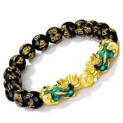 Black Obsidian Wealth Bracelet Color Changed Pi Xiu Bracelets Dragon Mantra Bead Bangle Attract Wealth Good Luck Men Women