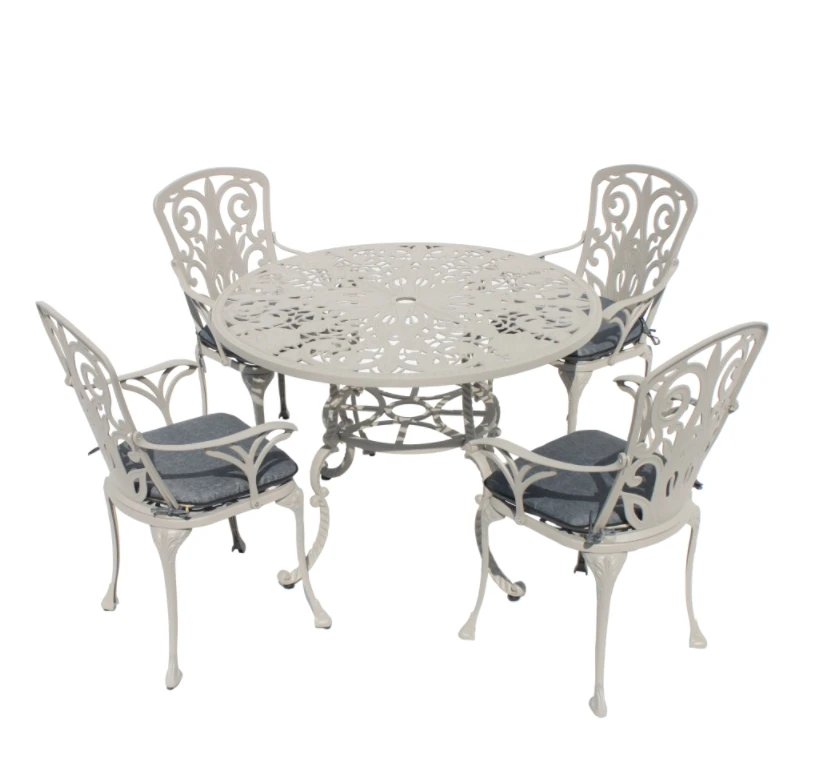 

New Design Outdoor Furniture Cast Aluminum Table and Chairs Dining Table Set
