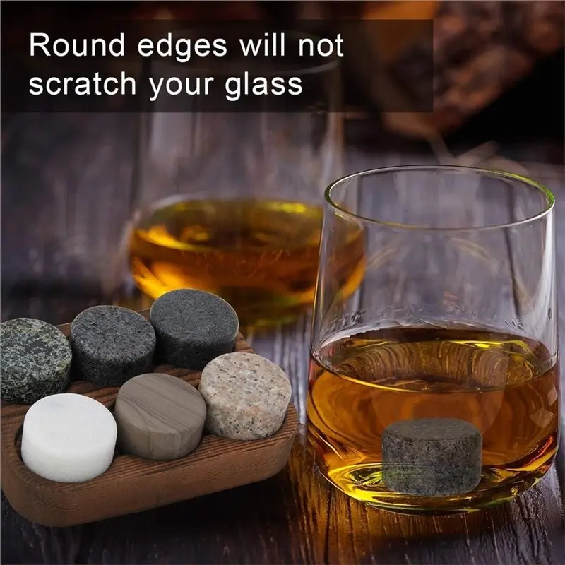 Whiskey Chilling Stones, 6PCS Whiskey Stones-Reusable Ice Cubes, Whiskey Rocks-Perfect For Men Gifts, 1 Kit