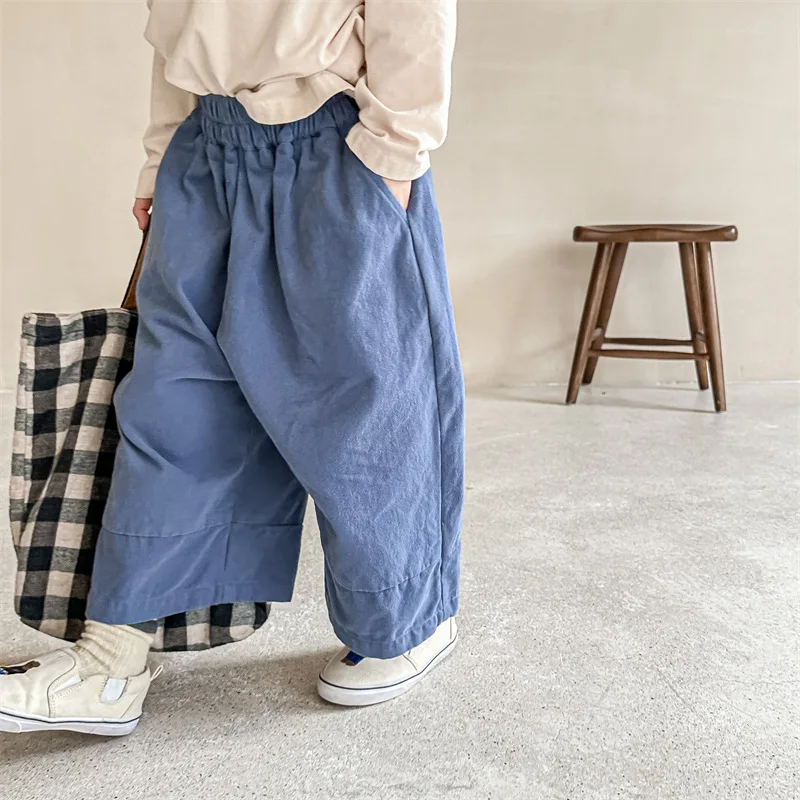 

2025 Spring Baby Boys Loose Wide Leg Pants Korean Style Letters Printed Children Casual Ankle-length Trousers