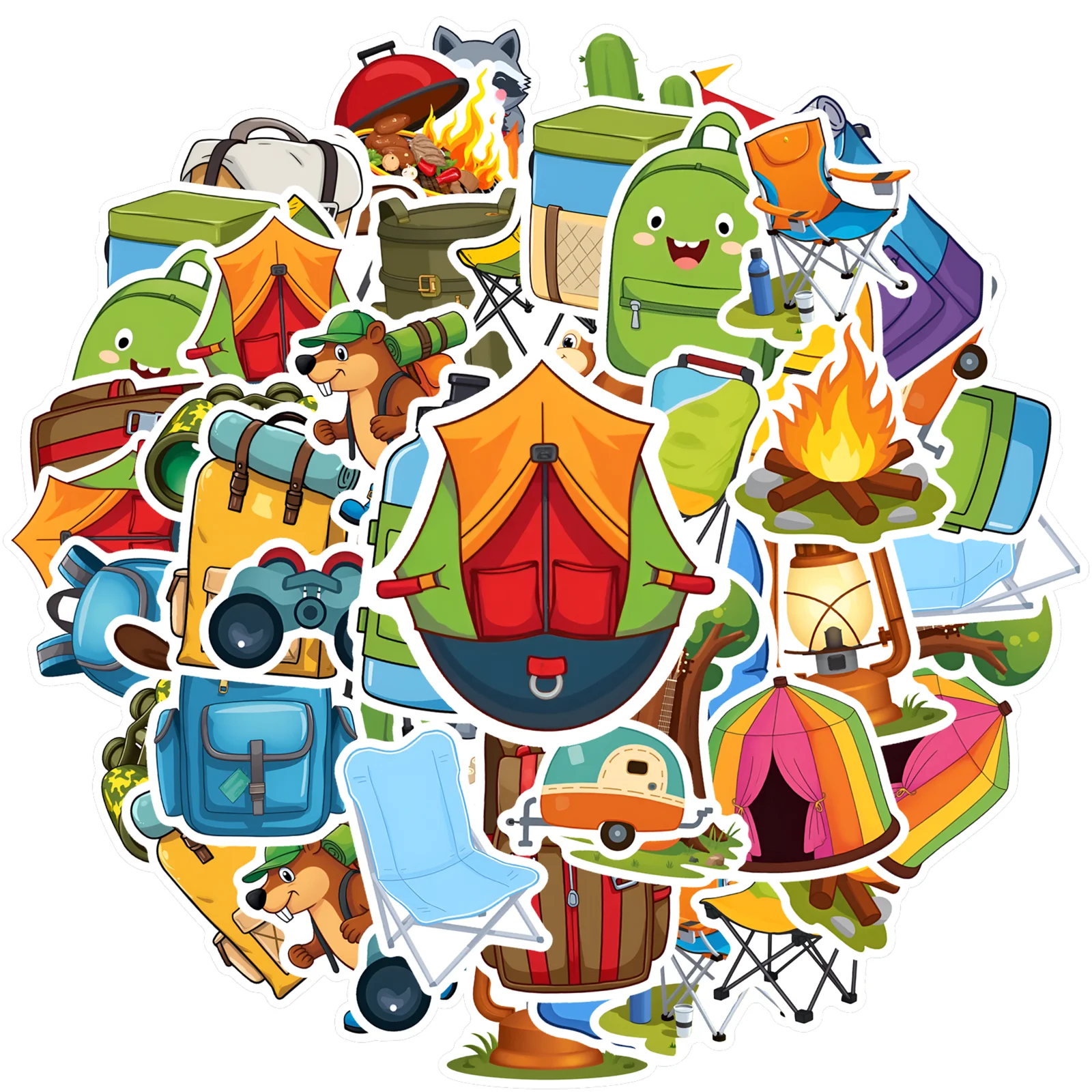 35pcs-50pcs Cartoon Exploration Stickers Fun Adventure Stickers Stationery Stickers For Suitcase Fridge Phone Luggage