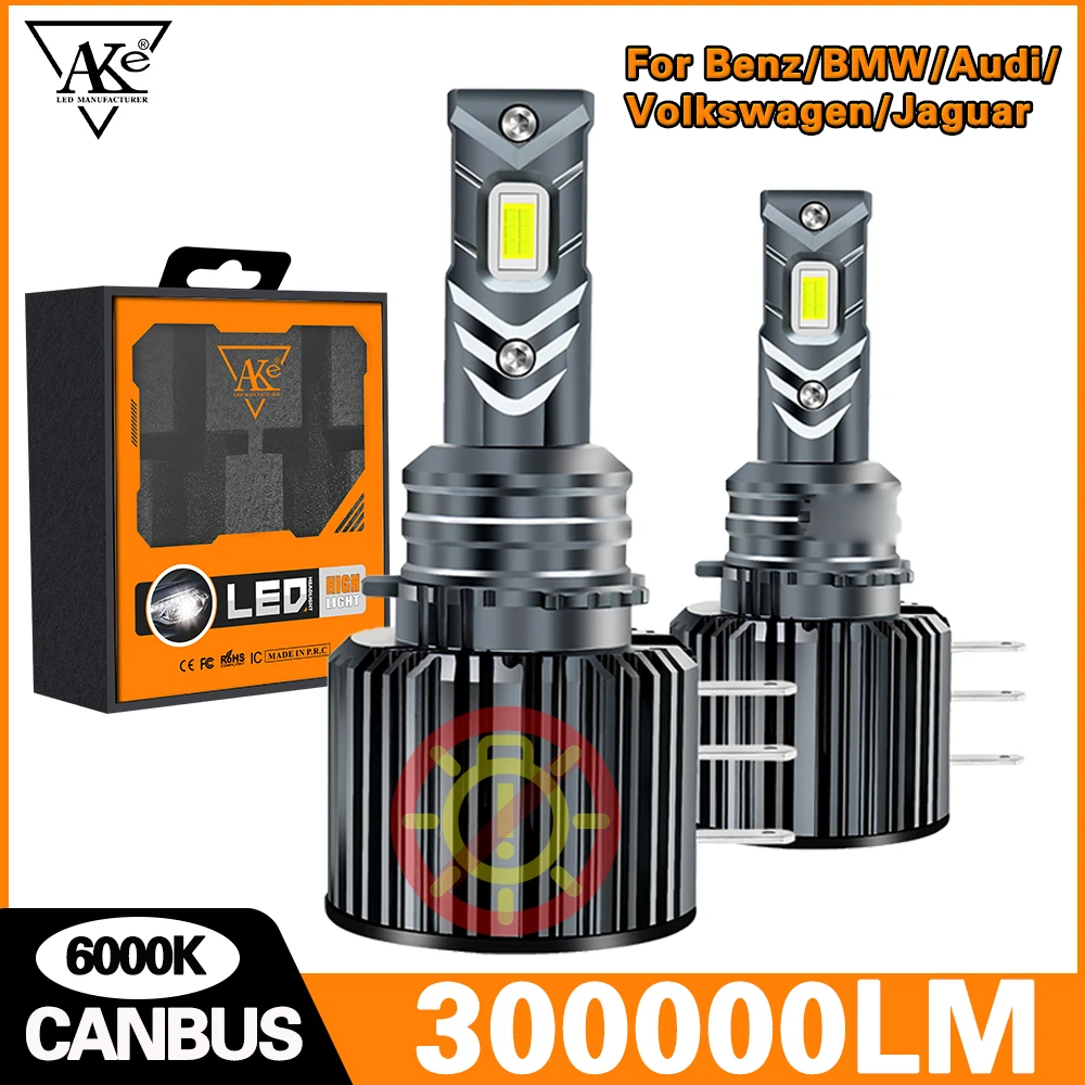 

2pcs H15 LED Headlight Bulbs CANBUS 6000K White 300000LM Car LED High Beam DRL Driving Lamp With Cooling Fan Error Free 12V 24V