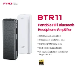 FiiO BTR11 Receptor Bluetooth 5.3 LDAC Adaptador amplificador de fone de ouvido de áudio sem fio de 3,5 mm