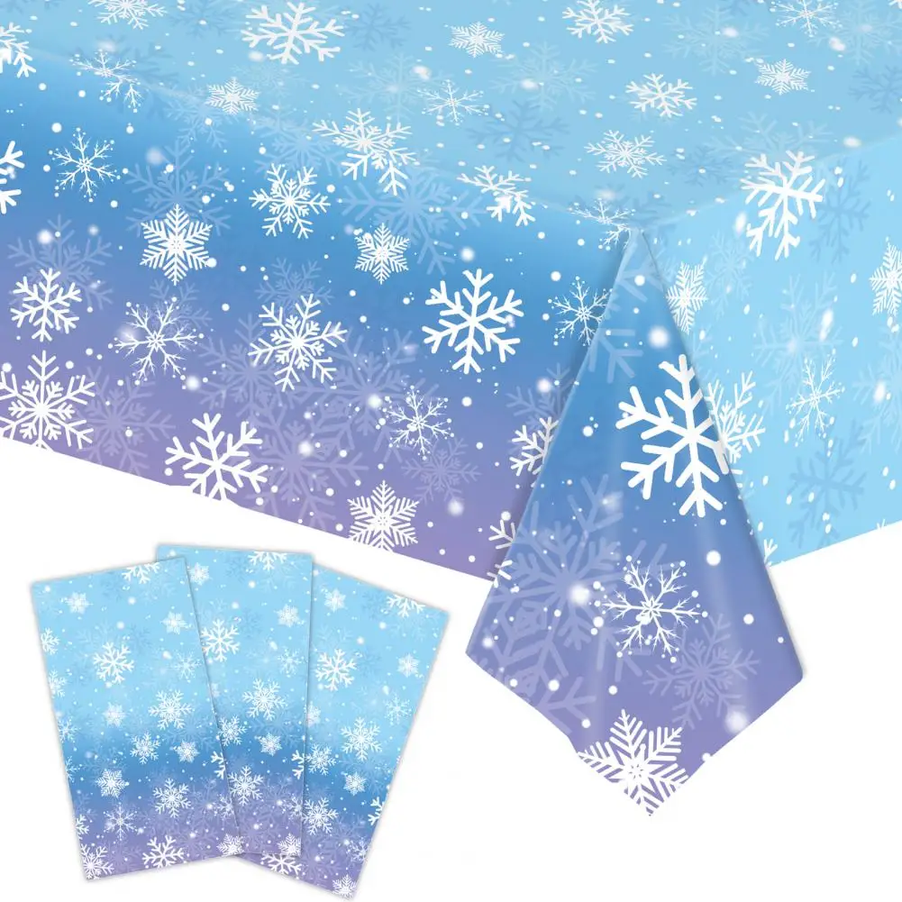 3/6 Pack Christmas Tablecloth Winter Holiday Snowflake Dining Tablecloth Disposable Table Cover For Christmas Party Decoration