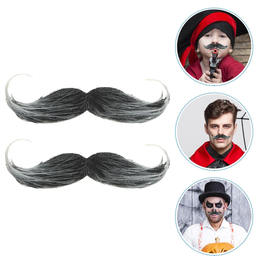 2 Pcs Halloween Beard Fake Realistic Mustache For Masquerade False Simulation Artificial Cosplay Mens Grooming Kit